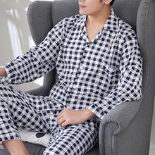 Load image into Gallery viewer, Men Pyjama Set Cotton Spring Long Sleeve Print Pajama Suits Autumn Nightwear Turndown Sleepwear Male Two Piece 3XL