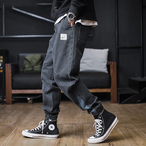 Plus size Jeans Men Hip hop StreetWear Joggers Ankle Length Denim Cargo Pants Loose Pocket Harem Trousers Sweatpants
