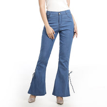 Load image into Gallery viewer, Jeans For Women High Waist Flare Pant Slim Fitness Sweat Pants Woman Summer Fashion Belt Denim Trousers Stretch Jeans Feminina