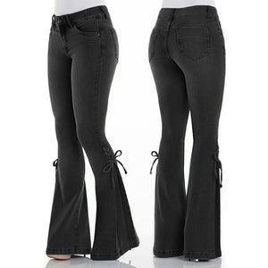 Jeans For Women High Waist Flare Pant Slim Fitness Sweat Pants Woman Summer Fashion Belt Denim Trousers Stretch Jeans Feminina