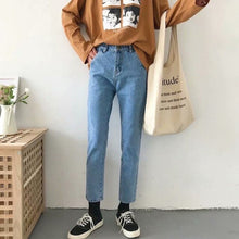 Load image into Gallery viewer, Jeans Mujer 2019 Korean Style Solid Color Women&#39;s Straight Jeans Autumn New Loose Harem Pants High Waist Jeans