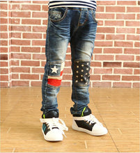 Load image into Gallery viewer, Children denim pants big boys slim jeans 2019 fashion kids trousers spring child pencil leggings american flag designed clothes