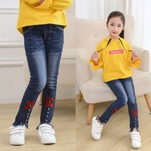 Load image into Gallery viewer, IENENS Kids Girls Skinny Jeans Fashion Flare Pants 5-13 Years Girl Slim Cowboy Trousers Spring Autumn Children Denim Trousers