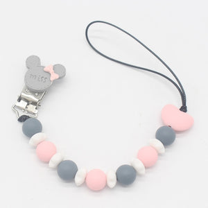 Silicone Round Beads and Star Beads Pacifier Clip Chain Strap Cute Dummy Nipple Leash Strap for Infant Toddler Baby Feeding