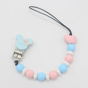 Silicone Round Beads and Star Beads Pacifier Clip Chain Strap Cute Dummy Nipple Leash Strap for Infant Toddler Baby Feeding