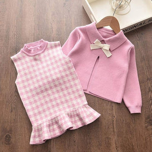 Bear Leader Baby Girls Clothes Set Autumn Winter Cartoon Grape Clothing Set New Kids Knitted Sweet Outfit Children Clothes Suit