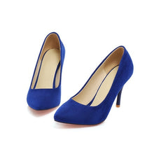 Load image into Gallery viewer, Meotina Shoes Women High Heels Pumps Flock Pointed Toe Women Pumps Ladies Shoes Thin High Heel Large Size 9 10 43 Blue Purple