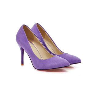 Meotina Shoes Women High Heels Pumps Flock Pointed Toe Women Pumps Ladies Shoes Thin High Heel Large Size 9 10 43 Blue Purple