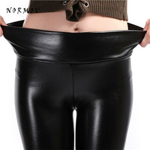 Load image into Gallery viewer, NORMOV S-5XL Women Faux Leather Leggings Winter Keep Warm High Waist Jegging Ankle-length Large Szie Plus velvet Female Legging