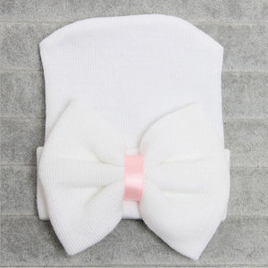 Emmababy Newborn Baby Girls Striped Headband Headwear Toddler Soft Beanie Hat with Bow