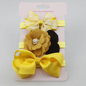 BalleenShiny 3PCS Baby Girls Flower Headband Set Infant Bowknot Lovely Headwear Gift Children Kids Princess Band Hair Accessory