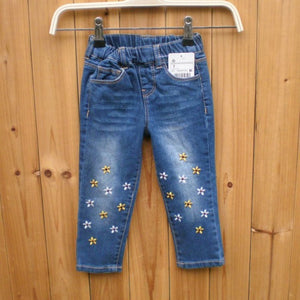 Baby Girls Jeans Denim Skinny Pants Flower Print Kids Cowboy Jeans For Girls Top Quality Casual Pants Children Trousers 2-8T