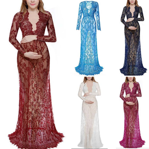 2018 Maternity Lace Dress Maternity Photography props Clothing For pregnant women Maxi Fancy Shooting Photo pregnancy dress
