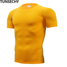 Load image into Gallery viewer, TUNSECHY Fashion pure color T-shirt Men Short Sleeve compression tight Tshirts Shirt S- 4XL Summer Clothes Free transportation