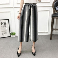 Load image into Gallery viewer, ETOSELL Women New Summer Wide Leg Pants Casual Loose High Elastic Waist Harem Pants Loose Belt Striped Elasticated Trousers