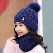 Load image into Gallery viewer, Warm winter skullies beanies knitted Hat Women Brand High Quality Winter Women Ball Ski wool Fur Hat PomPoms Hats knitted scarf