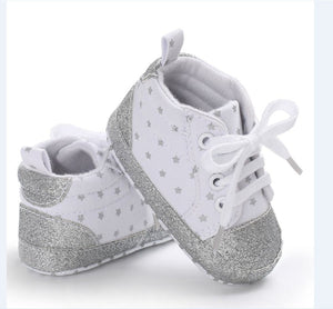 Infant Newborn Baby Girls Polka Dots Heart Autumn Lace-Up Crib shoe Sneakers Shoes Toddler Classic Casual Shoes 0-18