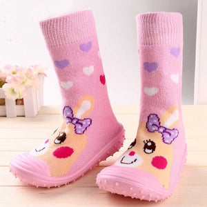 Newborn Baby Boys Girls Socks With Anti-Slip Soft Rubber Soled Outdoor Foot Socks Infant Children Animal Cartoon Floor Booties
