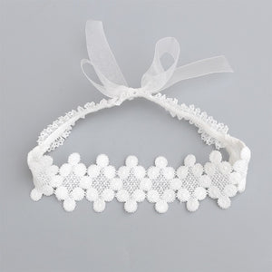 New Hair Accessories Girls Turban Headwear Baby Headband Bow Pearl Lace Hair Band Headband White Solid Lovely Band