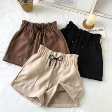 Load image into Gallery viewer, New Women Shorts Autumn and Winter High Waist Shorts Solid Casual Loose Thick Warm Elastic Waist Straight Booty Shorts Pockets