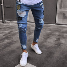 Load image into Gallery viewer, Thefound Mens Stretchy Ripped Skinny Biker Jeans Destroyed Taped Slim Fit Fashion Denim Pant USA