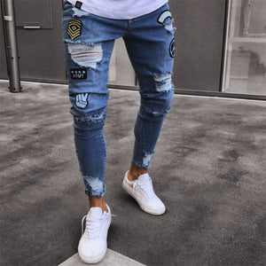 Thefound Mens Stretchy Ripped Skinny Biker Jeans Destroyed Taped Slim Fit Fashion Denim Pant USA