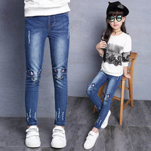 Load image into Gallery viewer, 2-14Y Teenage Children Girls Jeans 2019 Warmed Fashion Elastic Waist Pants Kids Skinny Jeans for Girls Trousers Kids Clothes Hot