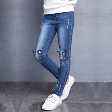 Load image into Gallery viewer, 2-14Y Teenage Children Girls Jeans 2019 Warmed Fashion Elastic Waist Pants Kids Skinny Jeans for Girls Trousers Kids Clothes Hot