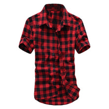 Load image into Gallery viewer, Mens Button Shirt Short Sleeve Lattice Plaid Painting Large Size Casual Top Blouse Shirts camisa manga curta 2019