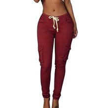 Load image into Gallery viewer, LASPERAL 2019 Spring Lace Up Waist Casual Women Pants Solid Pencil Pants Multi-Pockets Plus Size Straight Slim Fit Trousers