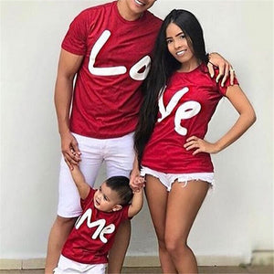 Father&Mother&Baby T-shirt 2019 Summer Family Matching Outfits Parent-child Red Letter Print T-shirt Short Sleeve Pullover Tops