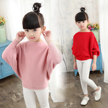 Load image into Gallery viewer, 2019 autumn children&#39;s clothes girls knitted sweaters solid thin girl bat sweaters for girls big kids pullovers sweater