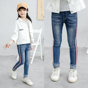 Girls jeans leggings new 2019 spring kids clothes gradient ultra big girls elastic skinny pants children trousers 3 to 14 years