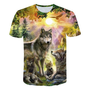 2019 Newest Wolf 3D Print Animal Cool Funny T-Shirt Men Short Sleeve Summer Tops Tees Fashion t shirt size XXS-4XL Free Shipping