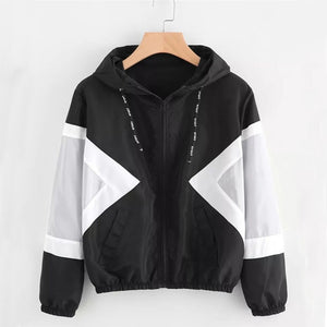 Jocoo Jolee Fashion Hooded Windbreaker Jacket Patchwork Jackets Women Color Block Zipper Jacket 2018 Fall Casual Coats Outerwear
