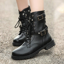 Load image into Gallery viewer, 2019 New Buckle Winter Motorcycle Boots Women British Style Ankle Boots Gothic Punk Low Heel ankle Boot Women Shoe Plus Size 43
