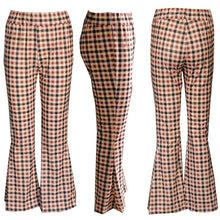 Load image into Gallery viewer, joggers Women Fashion Flare Pants Ladies High Wasit Retro Plaid Pattern Bell-bottom Long trousers Casual Skinny Pant streetwear