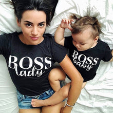 Load image into Gallery viewer, Mum and Son Daughter Family Matching Clothes T-shirts Mother Son Daughter Clothes Summer T-Shirt Tops for Mom and Me Black