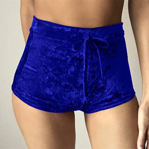 2019 Summer New Women Pink Velvet Slim Sports Shorts Sexy Bodycon Workout Flannel Short Pants Casual Lady Elastic Soft Sportwear