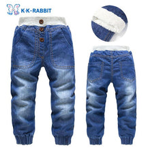 Load image into Gallery viewer, High quality thick winter warm cashmere kids baby pants Boys children&#39;s trousers children jeans