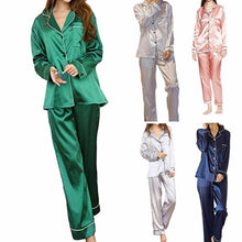 Load image into Gallery viewer, Women Girl Silk Satin Pajamas Set Pyjama Sleepwear Nightwear Loungewear Homewear Solid Color Comfortable Soft High Quality Hot