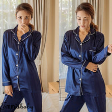 Load image into Gallery viewer, Women Girl Silk Satin Pajamas Set Pyjama Sleepwear Nightwear Loungewear Homewear Solid Color Comfortable Soft High Quality Hot