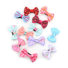 Load image into Gallery viewer, 10Pcs/lot Hot Candy Color Bow Hairpin  Solid/ Dot/ Flower Print Ribbon BB Hair Clips for Baby Girls Kids Hair Accessories