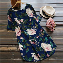 Load image into Gallery viewer, 2019 Plus Size ZANZEA Summer Floral Printed Dress Women Casual O Neck Short Sleeve Sundress Vintage Cotton Linen Loose Vestido