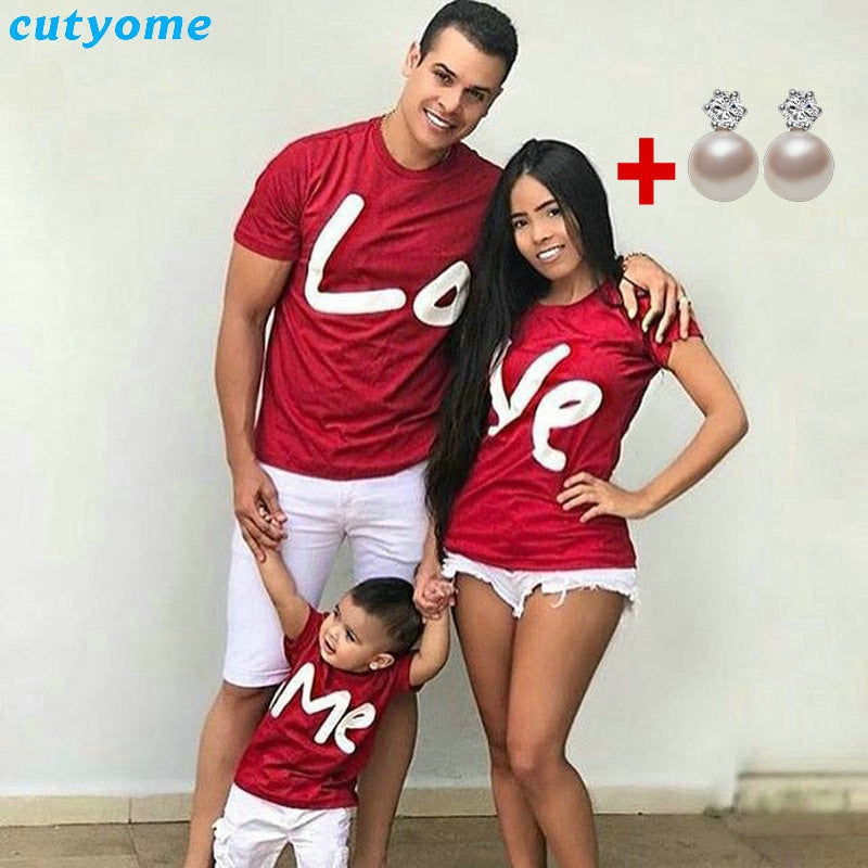 2019 Family Matching Clothes Women Day Mother Daughter Baby Boy Kid Girls Father Son Short Sleeve Valentine Top Love Me T-shirt